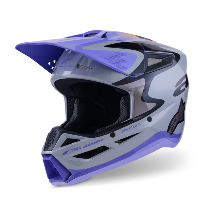 JETTSON SM3 HELMET ECE06 - GRAY PURPLE/BLACK Alpinestars motocross kit