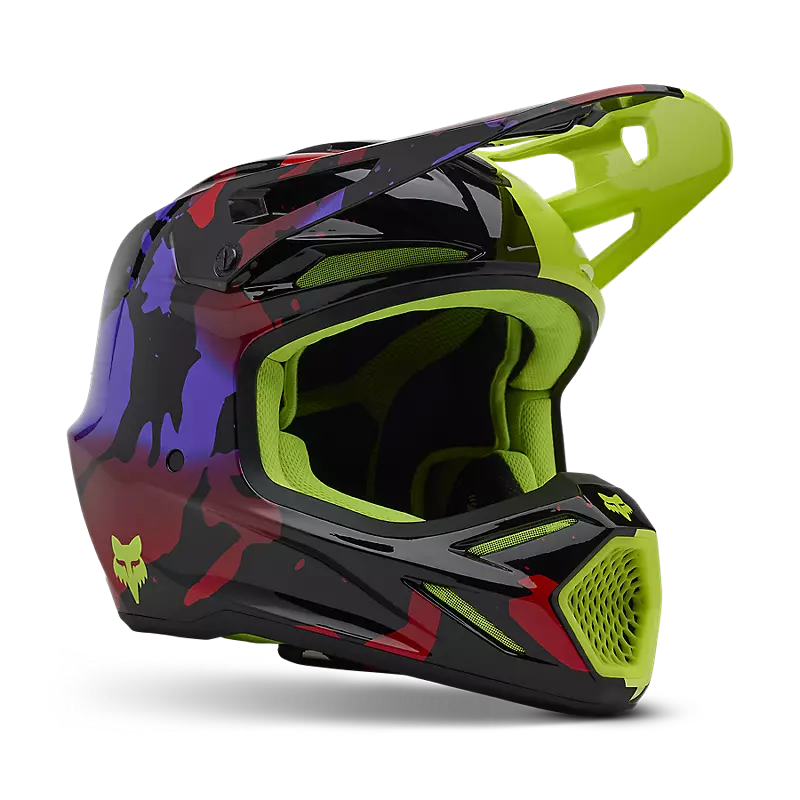 FOX V3 THROTTLE HELMET - FLUO YELLOW