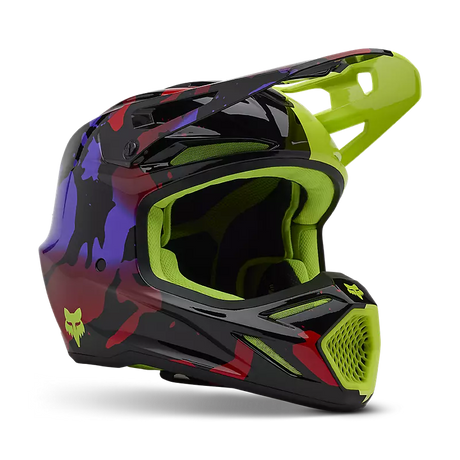 FOX V3 THROTTLE HELMET - FLUO YELLOW