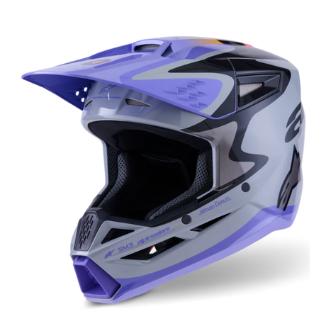 JETTSON SM3 YOUTH HELMET ECE06 - GRAY PURPLE/BLACK Alpinestars motocross kit