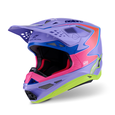 S-M10 JETT LAWRENCE R01 HELMET ECE06 - PURPLE/PINK FL/YELLOW FLUO GLS Alpinestars motocross kit