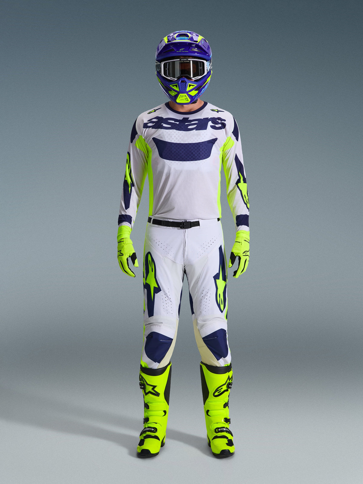RACER AIR RIWAY PANTS - LIGHT GRAY/YELLOW FLUO/BLUE