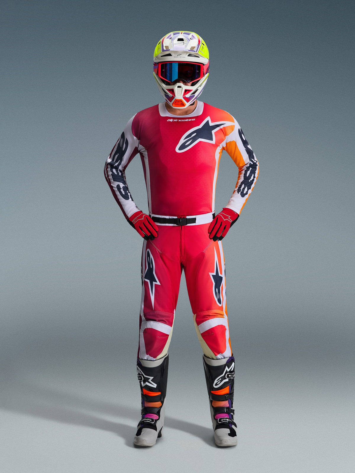 RACER PORTL PANTS - RED LIGHT/GRAY/DARK GRAY