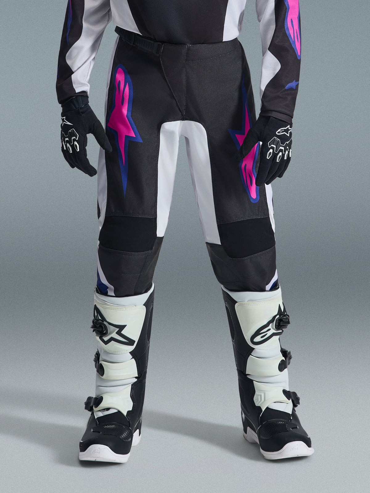 YOUTH FLUID GRID PANTS - BLACK/LIGHT GRAY/PURPLE