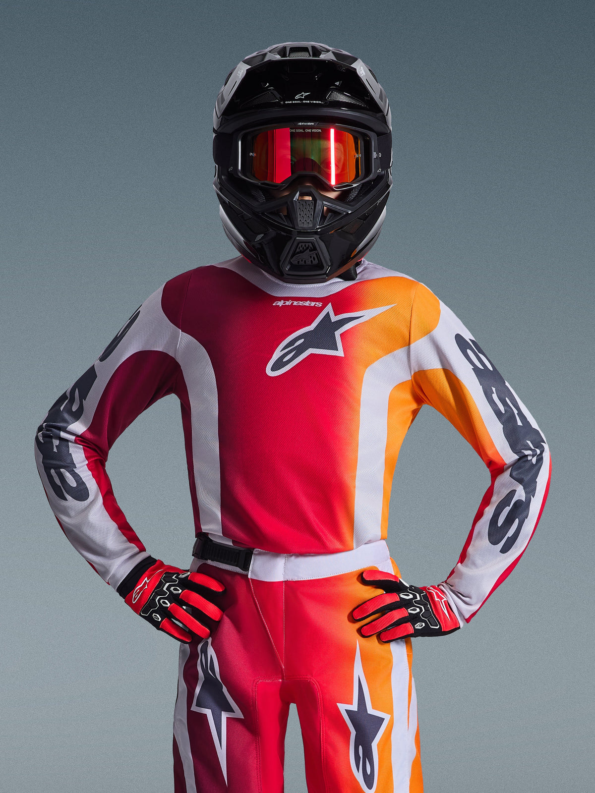 YOUTH FLUID PORTL JERSEY - RED LIGHT/GRAY/DARK GRAY