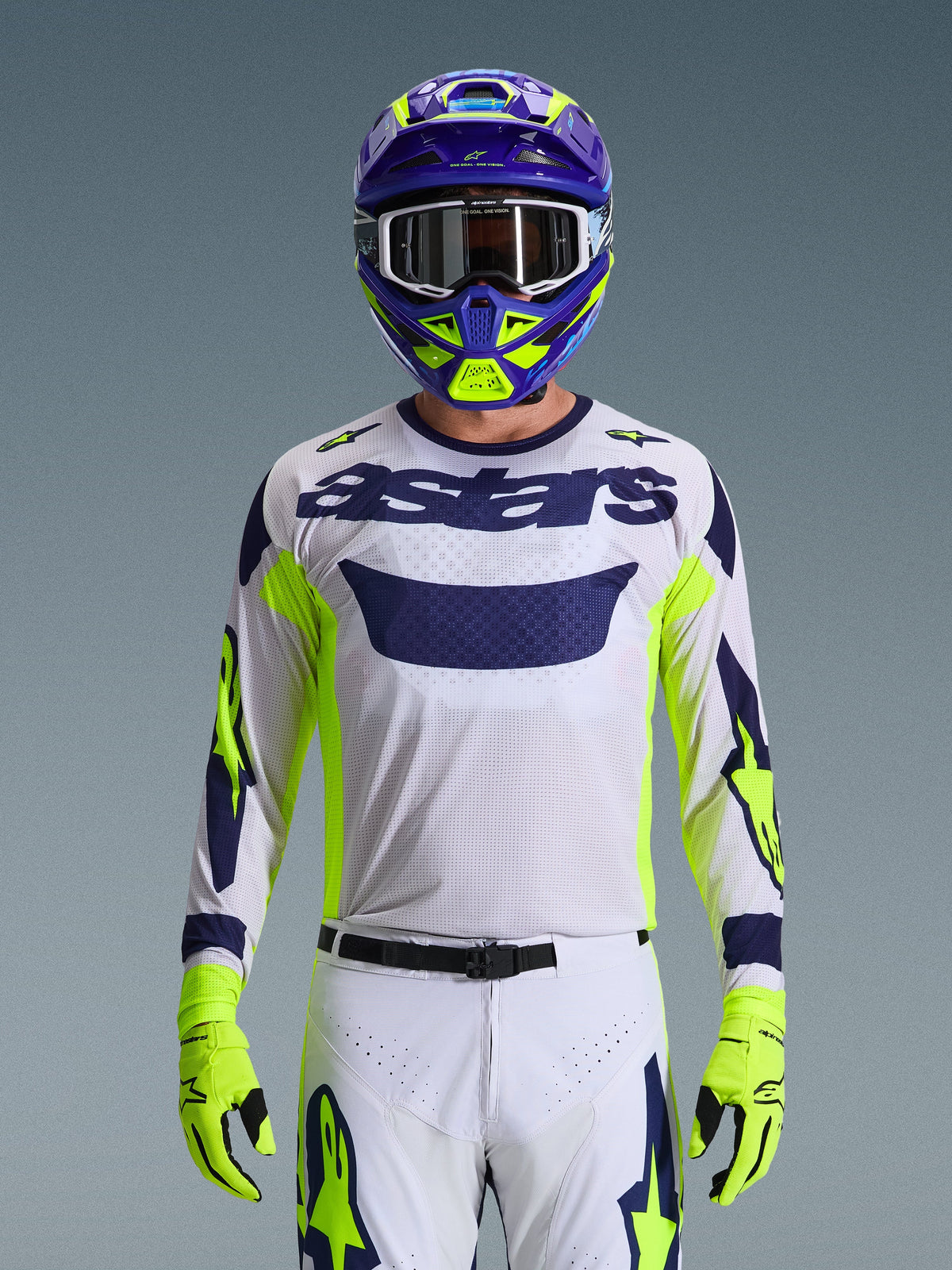 RACER AIR RIWAY JERSEY - LIGHT GRAY/YELLOW FLUO/BLUE