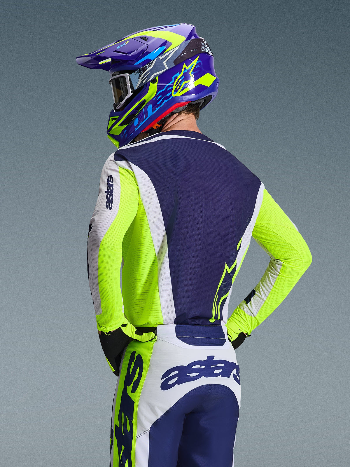 RACER AIR RIWAY JERSEY - LIGHT GRAY/YELLOW FLUO/BLUE
