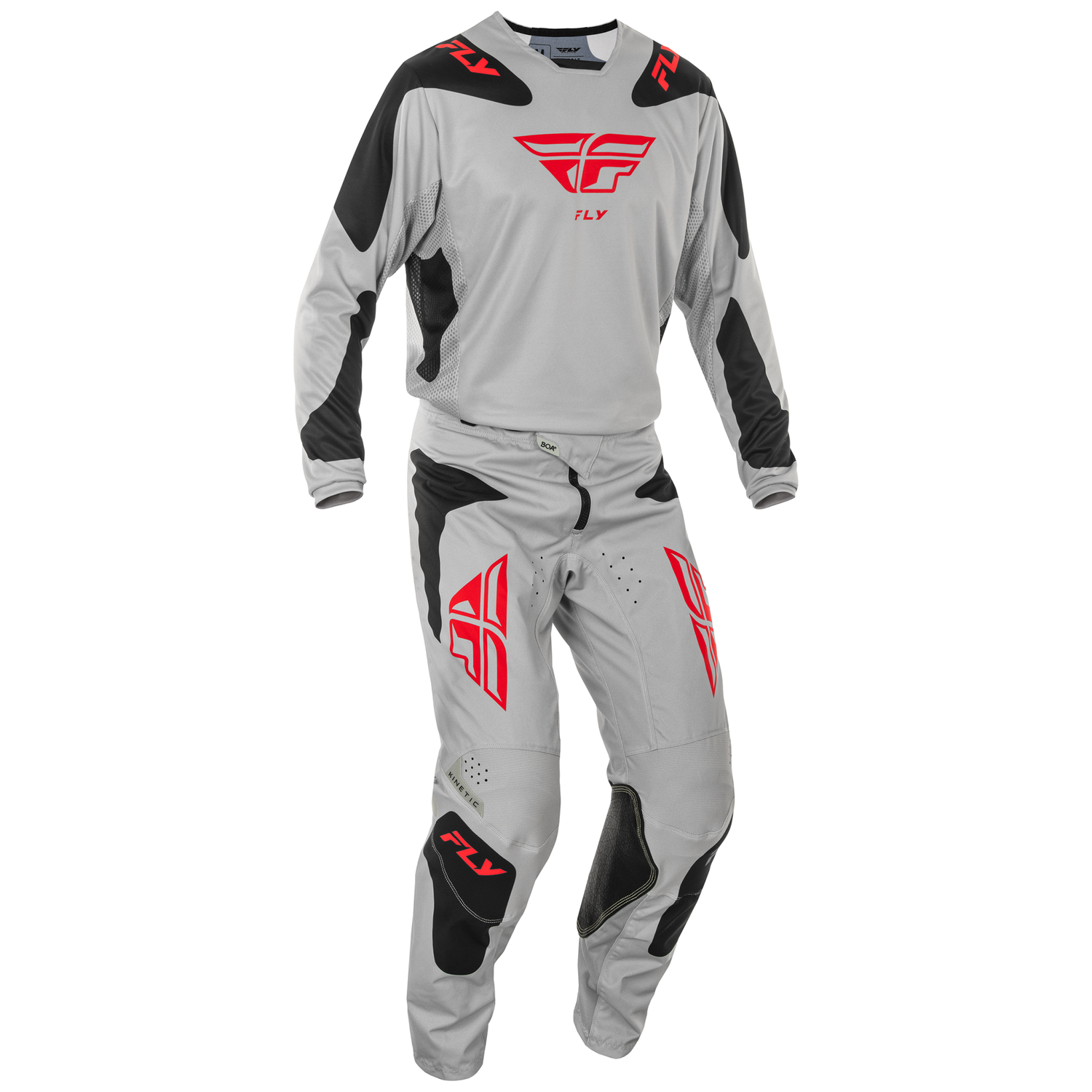 Fly Racing 2025 Kinetic Sym Pants (Light Grey/Red/Black) – Dirt Store