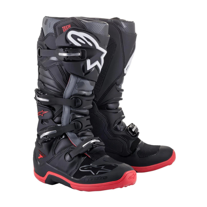 ALPINESTARS TECH 7 BLACK COOL GRAY RED BOOTS
