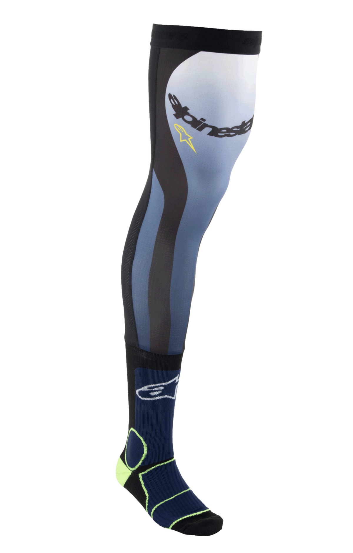 KNEE BRACE SOCKS - NIGHT NAVY/YELLOW FLUO Alpinestars motocross kit