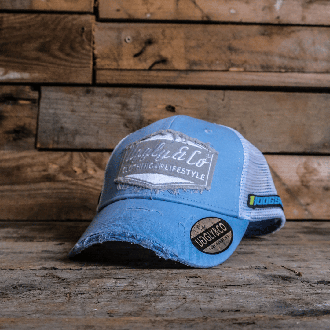Light Blue & Silver Diamond Trucker Hat