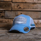 Light Blue & Silver Diamond Trucker Hat