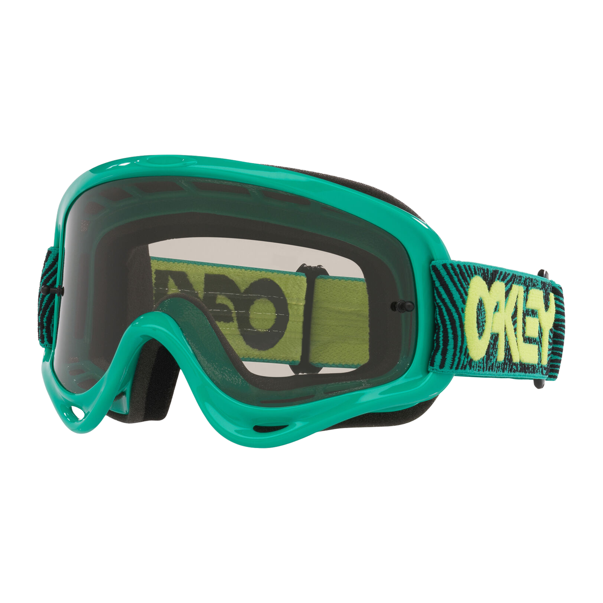 Oakley O Frame MX Celeste Fingerprint with Light Grey motocross goggle – front view