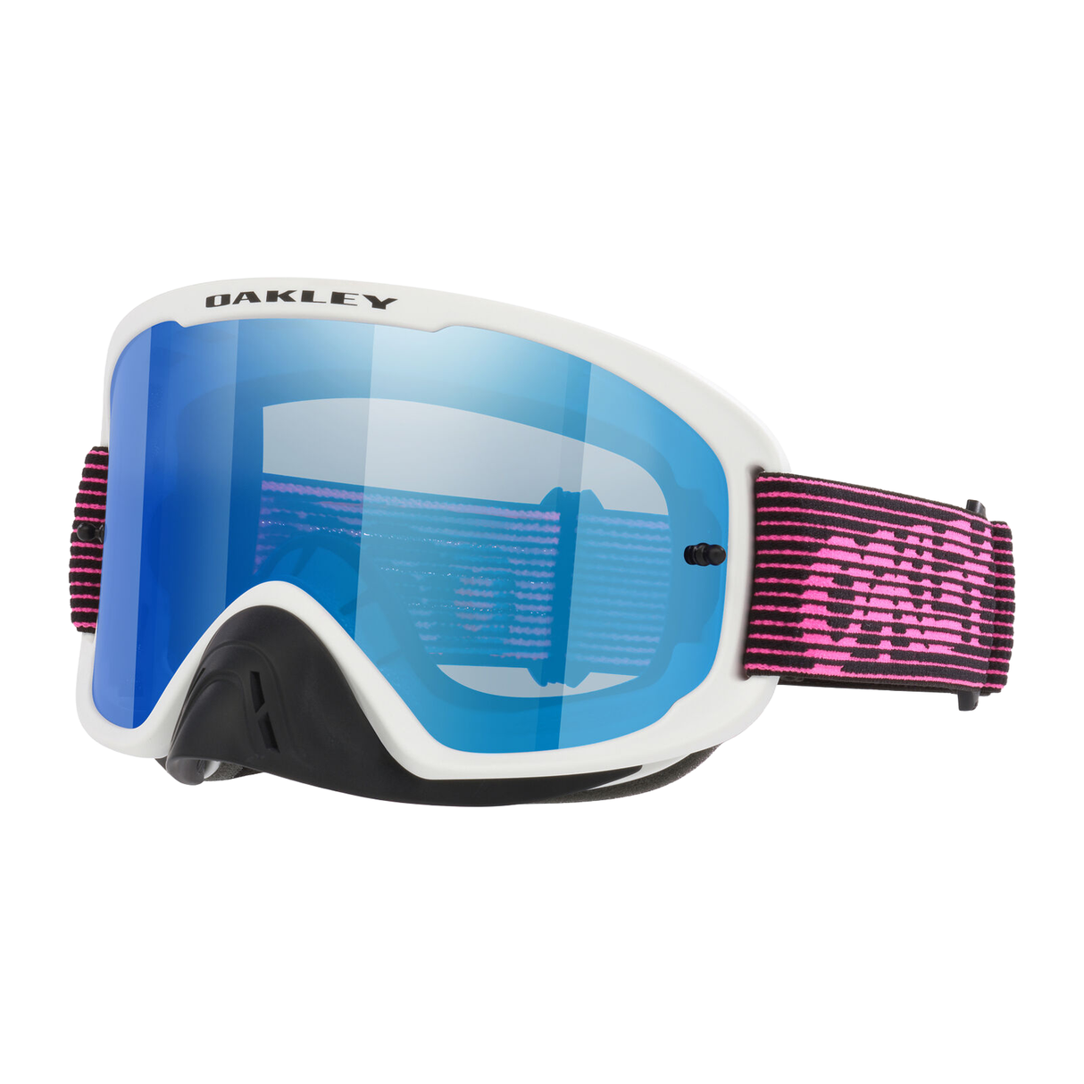 Oakley O Frame 2.0 Pro MX White/Pink Streaks with Black Ice Iridium motocross goggle – front view