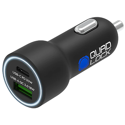 QUADLOCK 48W DUAL CAR CHARGER - USB-C PD + USB-A