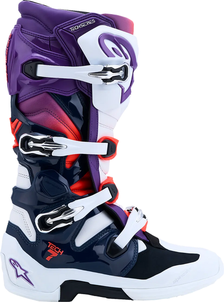 TECH 7 BOOTS PURPLE BLUE FLUO RED
