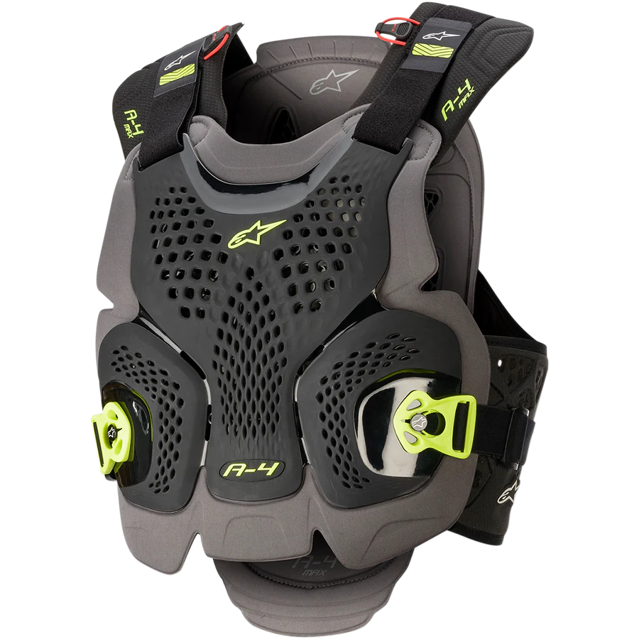 ALPINESTARS BLACK ANTHRACITE YELLOW FLUO A-4 MAX CHEST PROTECTOR