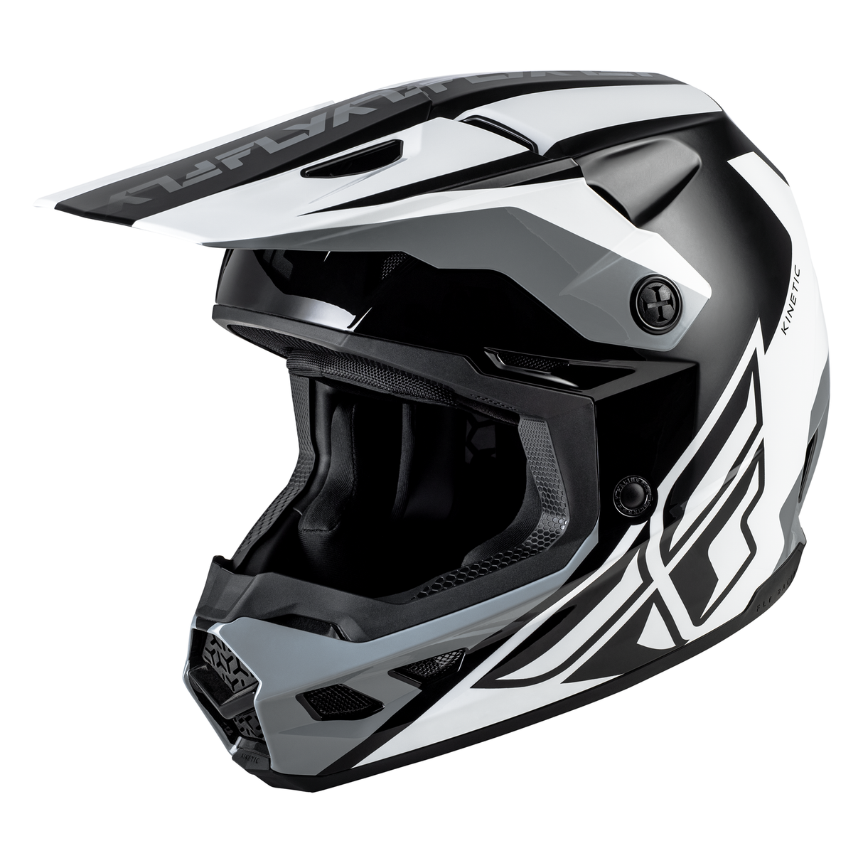 Fly Racing Kinetic Crest Helmet - Black/White/Grey