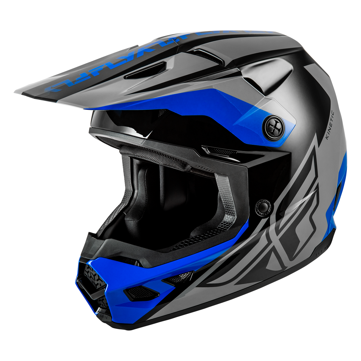 Fly Racing Kinetic Crest Helmet - Grey/Black/Blue