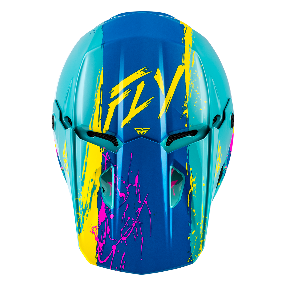 Fly Racing Youth Kinetic Drip Helmet - Turquoise/Pink/Yellow