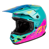 Fly Racing Youth Kinetic Drip Helmet - Turquoise/Pink/Yellow