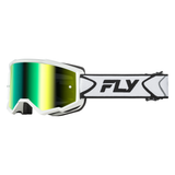 Fly Racing Zone Goggle - White/Black Iridescent Green Mirror Lens