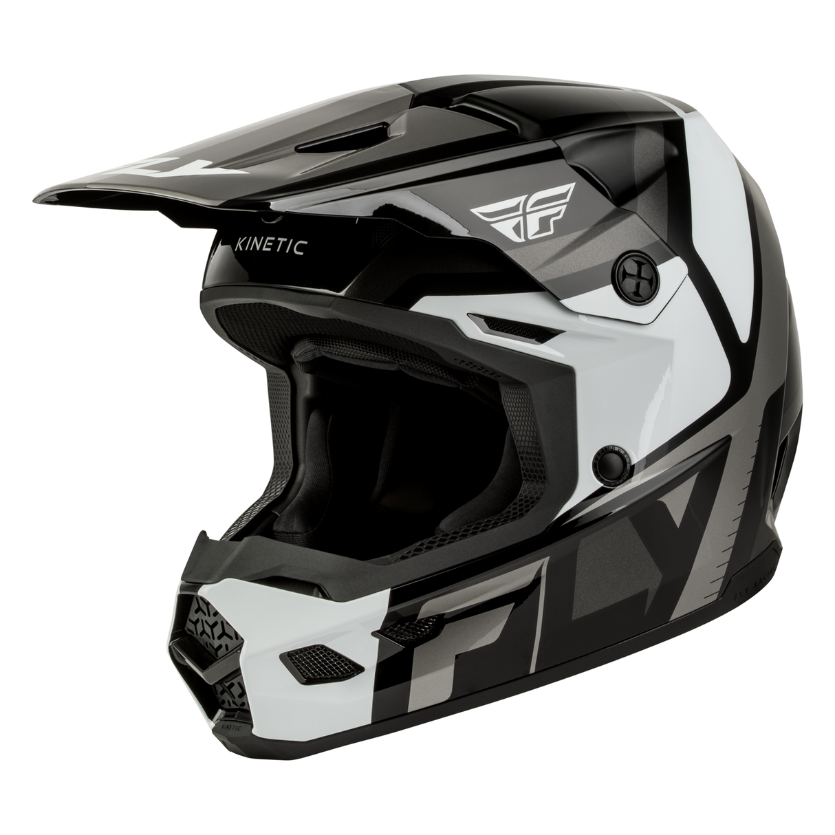 Fly Racing Youth Kinetic Scrap Helmet - Black/White/Grey