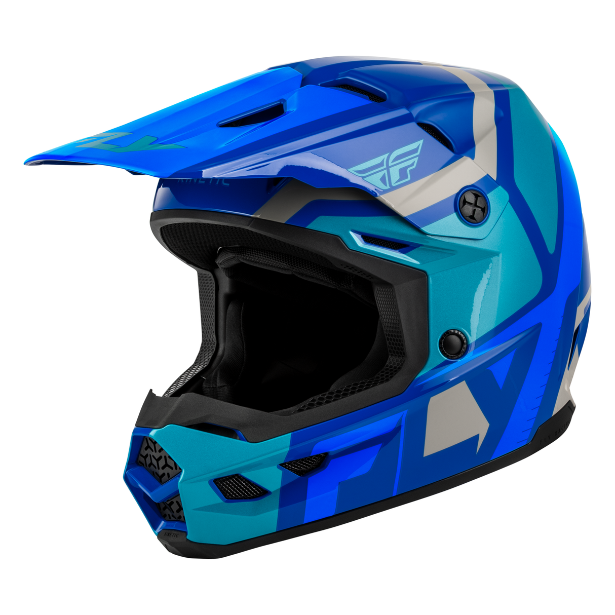 Fly Racing Youth Kinetic Scrap Helmet - Blue/Light Blue/Grey