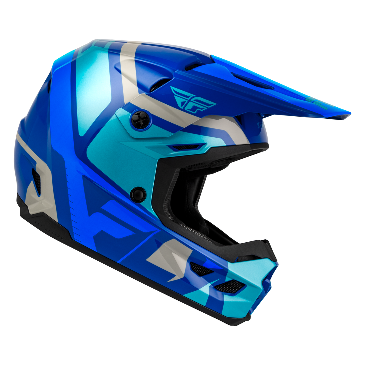 Fly Racing Youth Kinetic Scrap Helmet - Blue/Light Blue/Grey