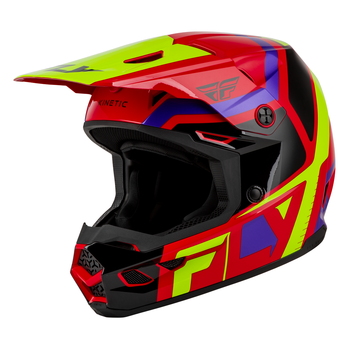 Fly Racing Youth Kinetic Scrap Helmet - Red/Hi-Vis/Purple/Black