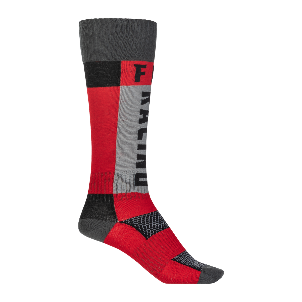 Fly Racing Youth MX Sock Thick - Red/Grey