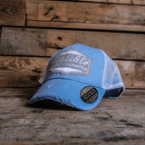 Light Blue & Silver Diamond Trucker Hat