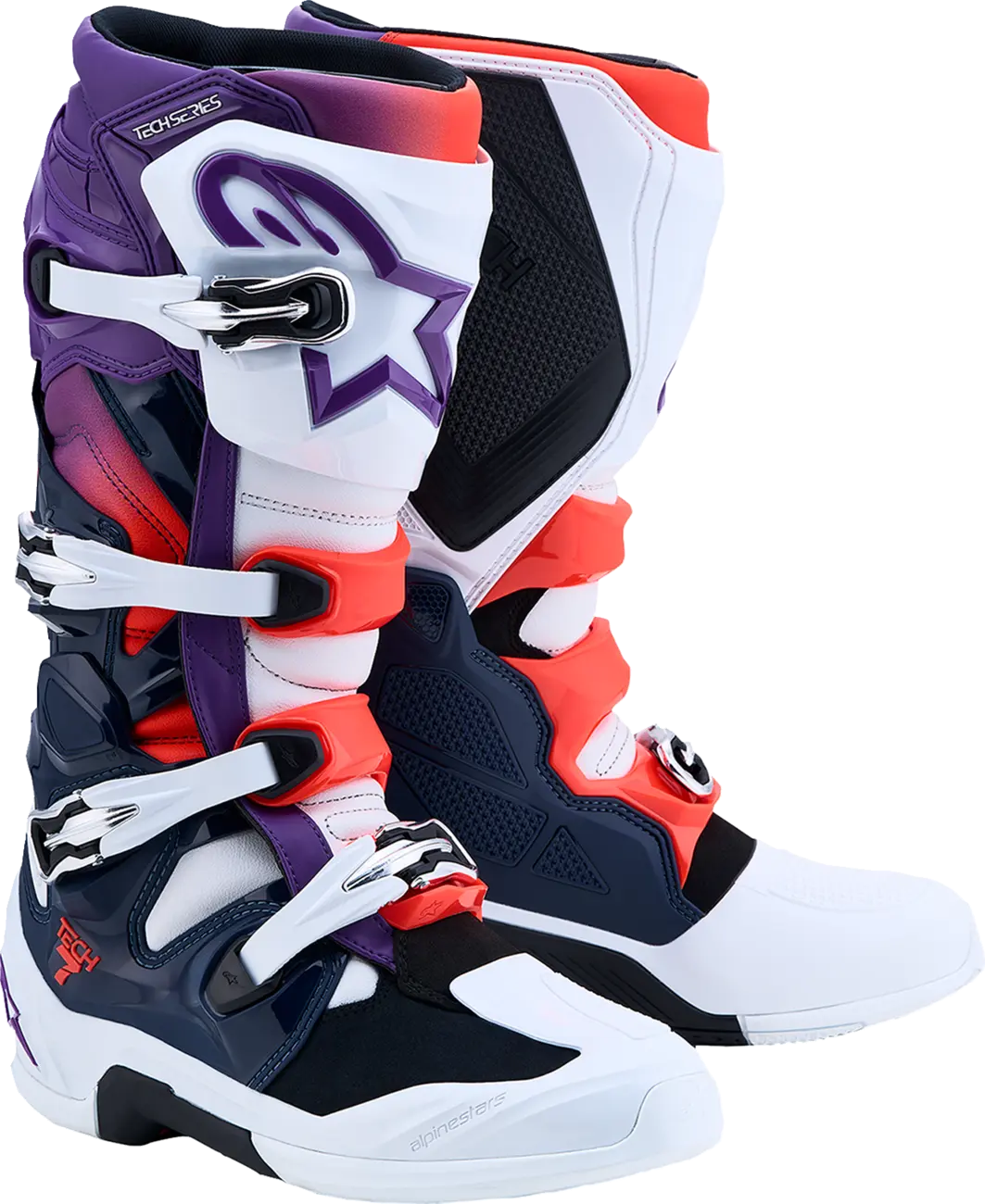 TECH 7 BOOTS PURPLE BLUE FLUO RED