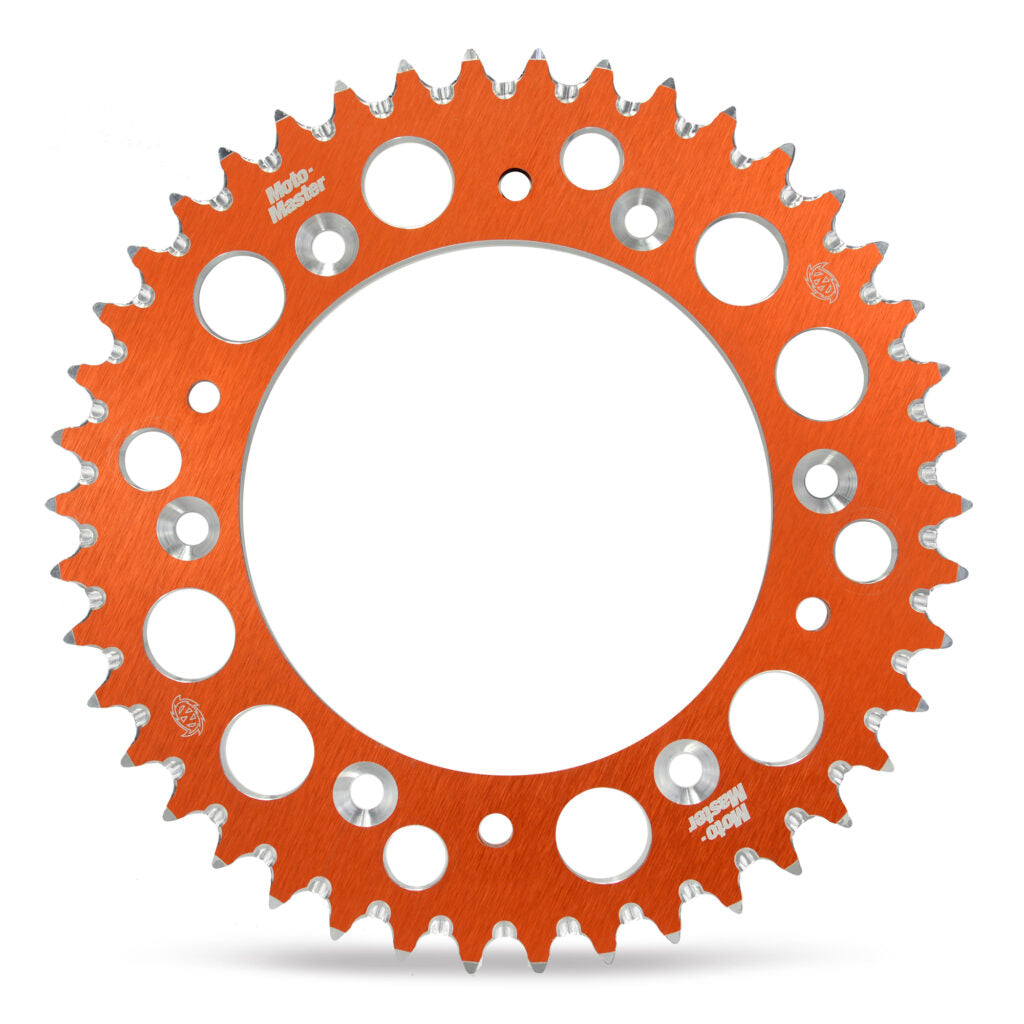 MOTO-MASTER ALUMINIUM REAR SPROCKET - ORANGE KTM/HUSQVARNA/GASGAS 65CC 2025 (4 HOLE HUB)