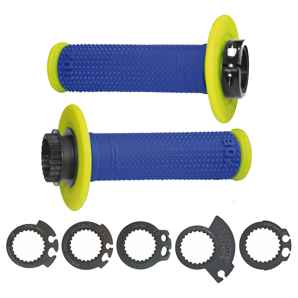 Pro Grip 708 Dual Density Full Diamond Lock On Grips Flo Yellow/Blue
