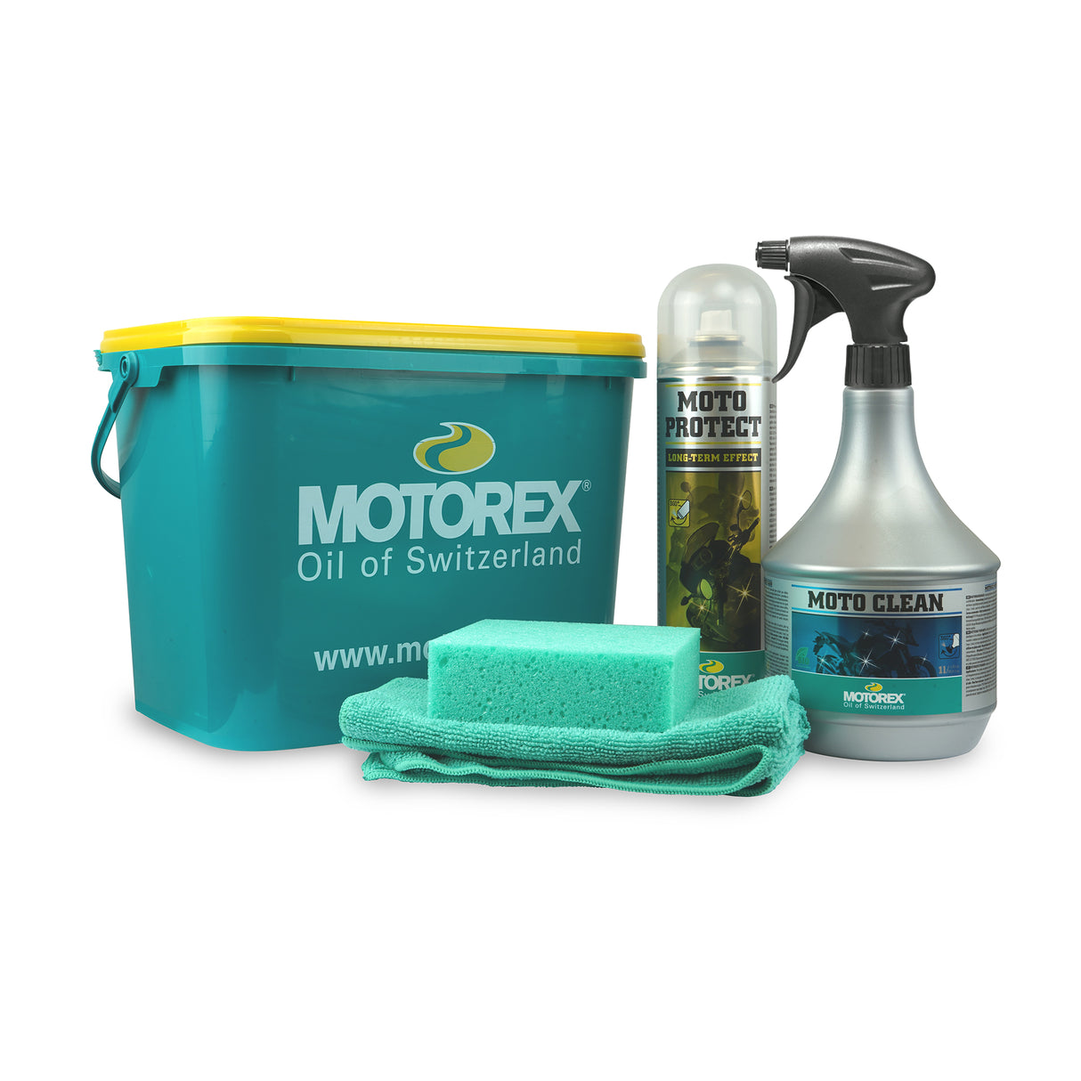 Motorex Motocare Kit In Bucket (Moto Clean, Moto Protect, Sponge & Cloth)