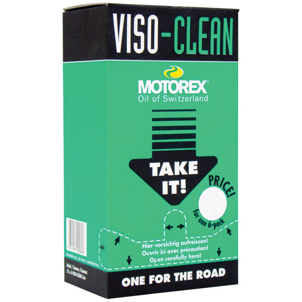 Motorex Viso-Clean Wipes Box - Per 72 (12 packs of 6 wipes per pack )