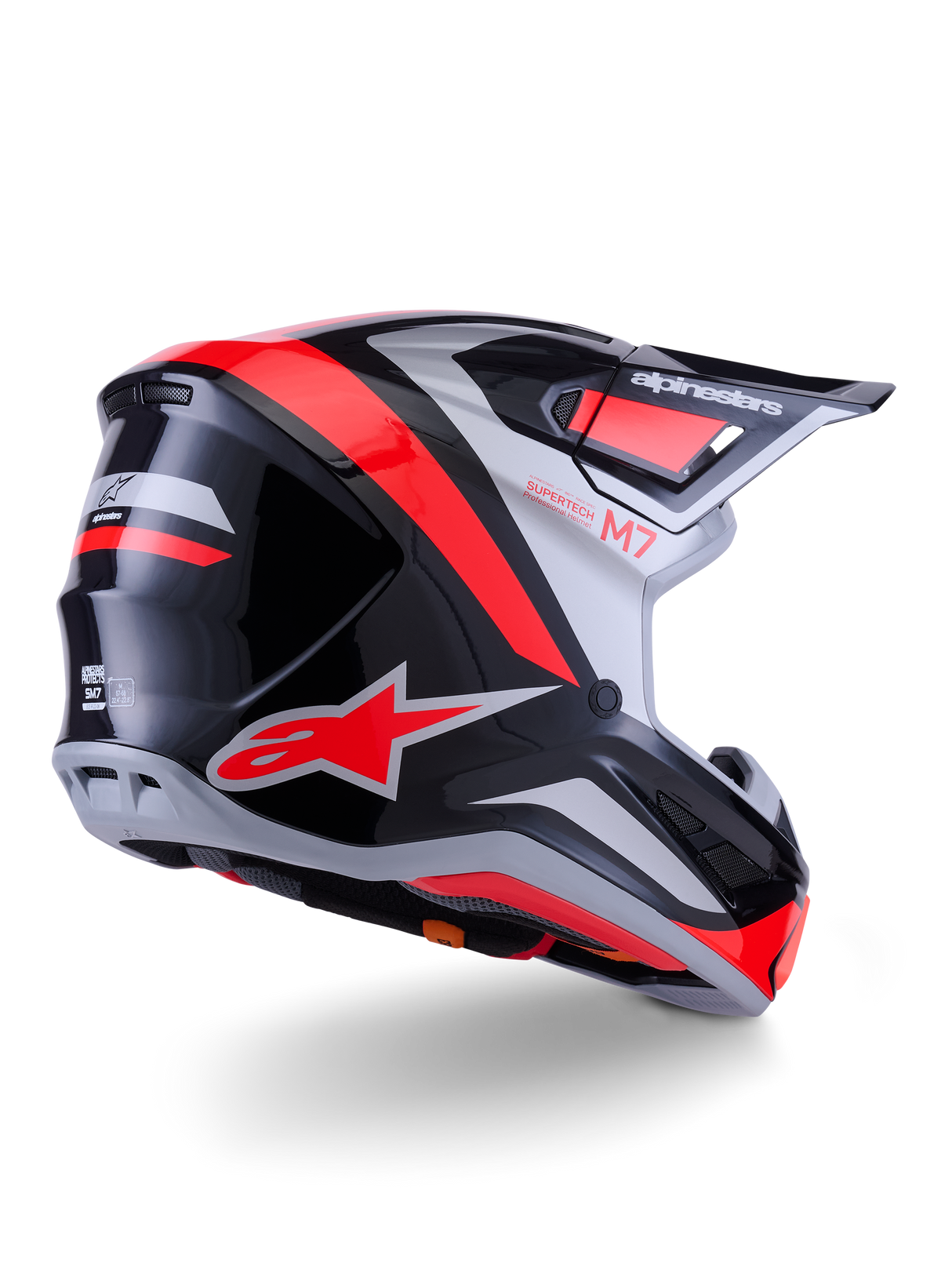 SM7 RISE HELMET ECE06 - BLACK/SILVER/RED FLUO