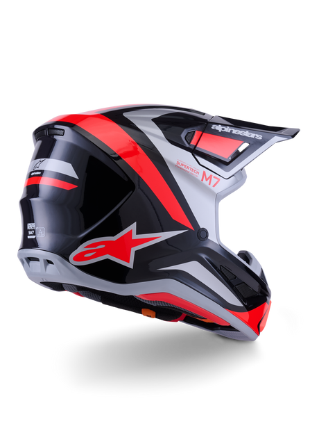 SM7 RISE HELMET ECE06 - BLACK/SILVER/RED FLUO