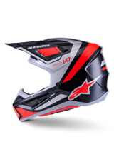 SM7 RISE HELMET ECE06 - BLACK/SILVER/RED FLUO
