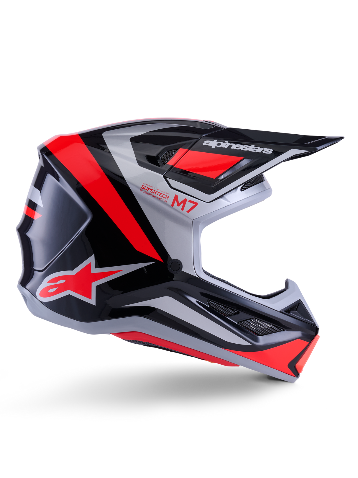 SM7 RISE HELMET ECE06 - BLACK/SILVER/RED FLUO