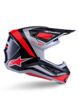 SM7 RISE HELMET ECE06 - BLACK/SILVER/RED FLUO