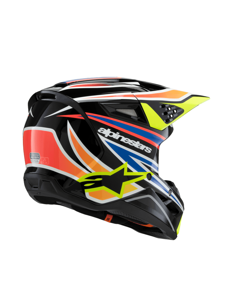 SM3 YOUTH WURX HELMET ECE06 - BLACK/YELLOW FL/BLUE/RED GL