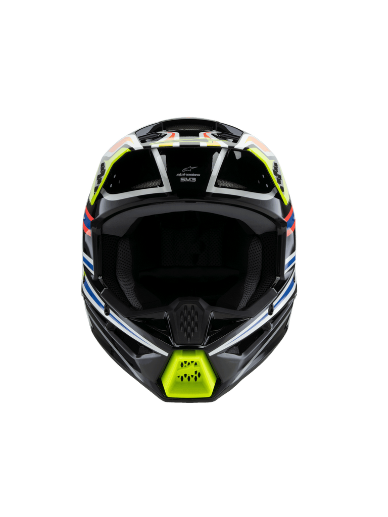SM3 YOUTH WURX HELMET ECE06 - BLACK/YELLOW FL/BLUE/RED GL