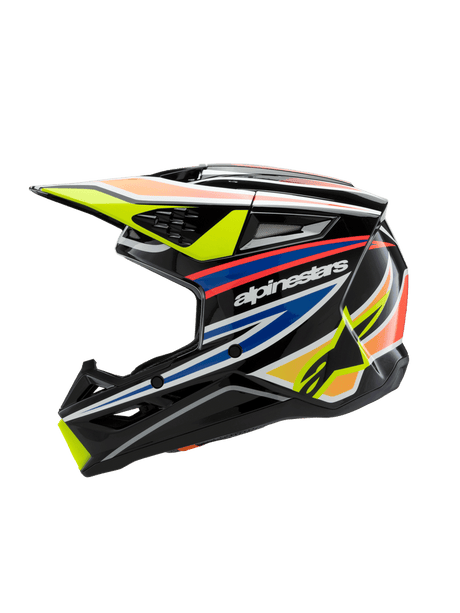 SM3 YOUTH WURX HELMET ECE06 - BLACK/YELLOW FL/BLUE/RED GL