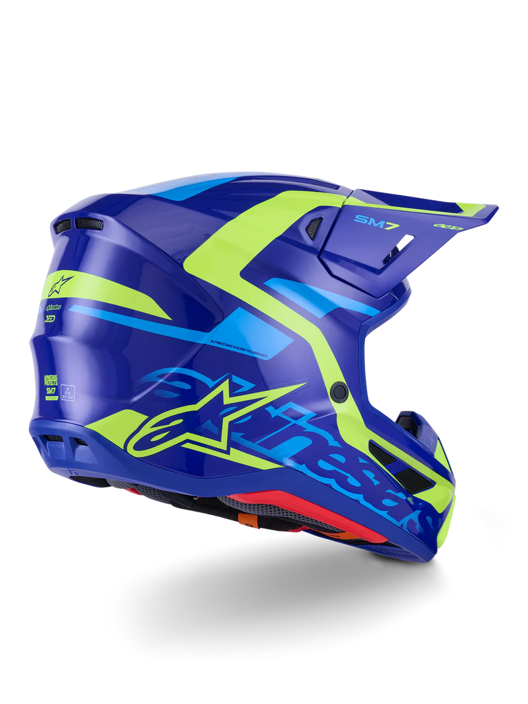 SM7 DEED HELMET ECE06 - BLUE/YELLOW FLUO