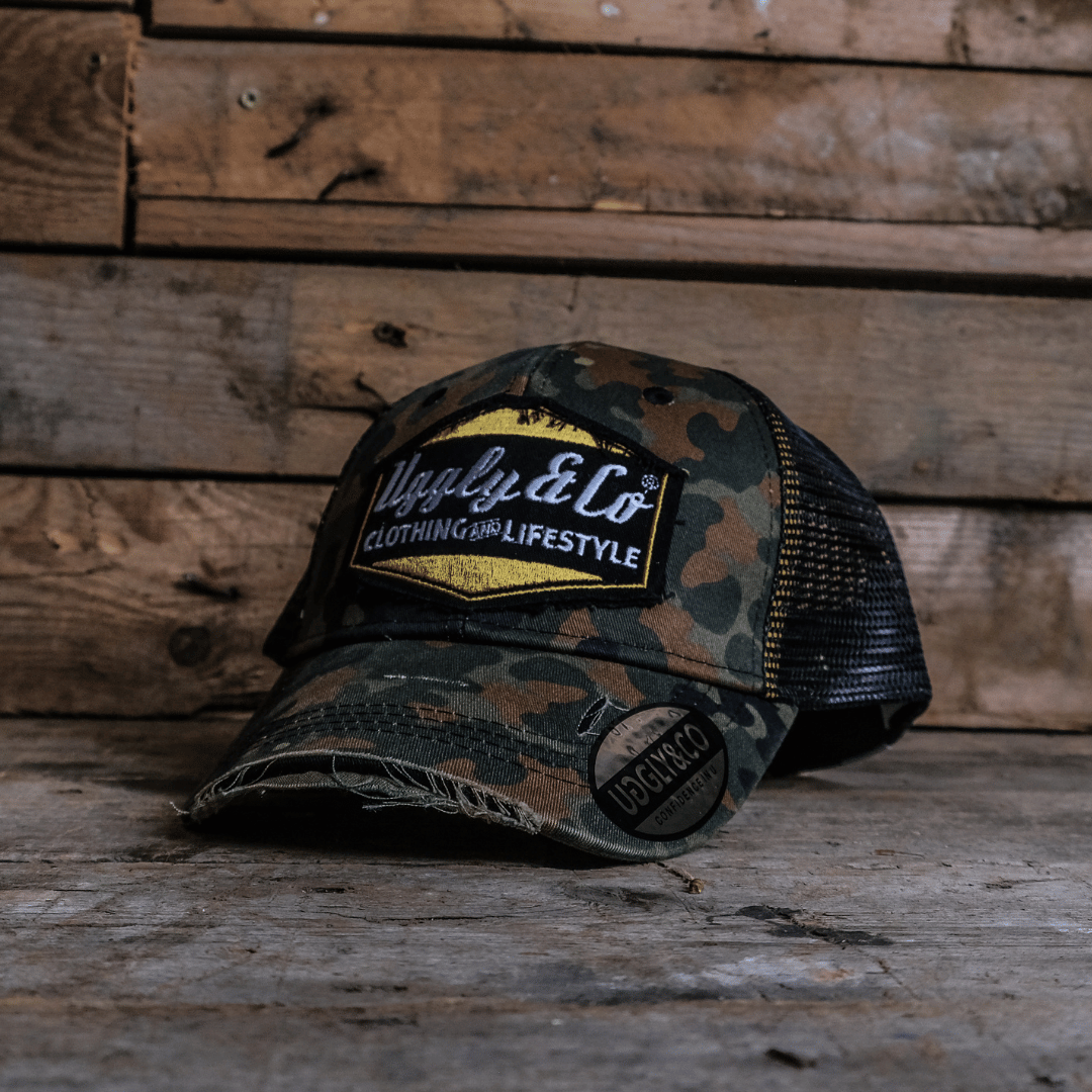 Green Camo Diamond Trucker Hat