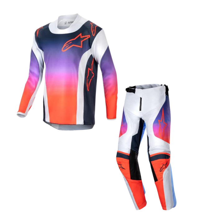 ALPINESTARS YOUTH RACER HOEN LIGHT GRAY HOT ORANGE BLACK KIT COMBO