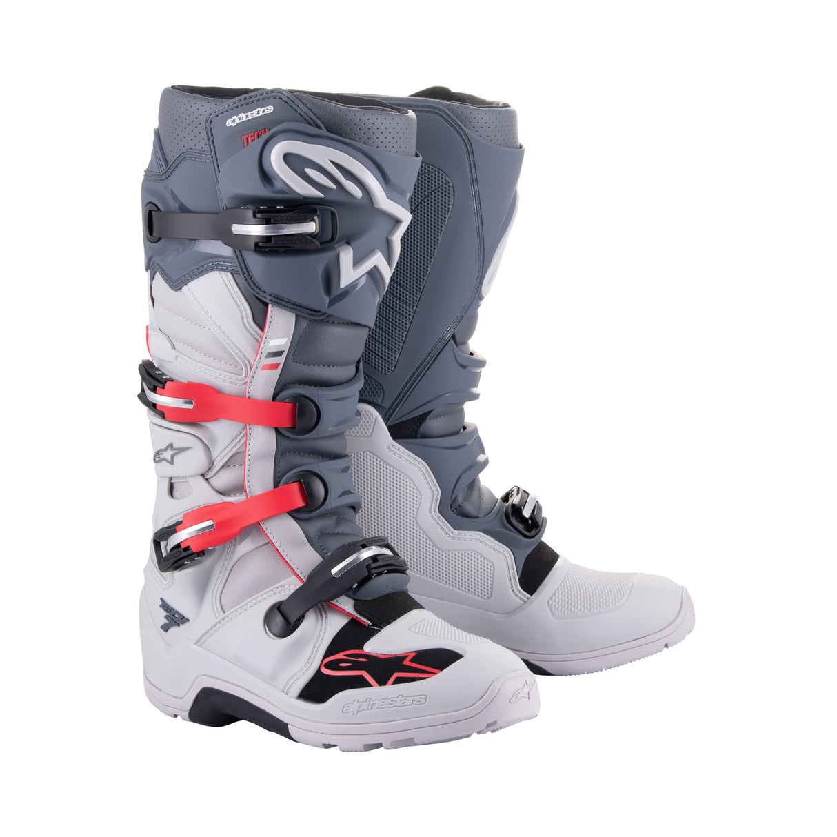 Alpinestars Tech 7 Enduro - Light Gray / Dark Gray / Bright Red