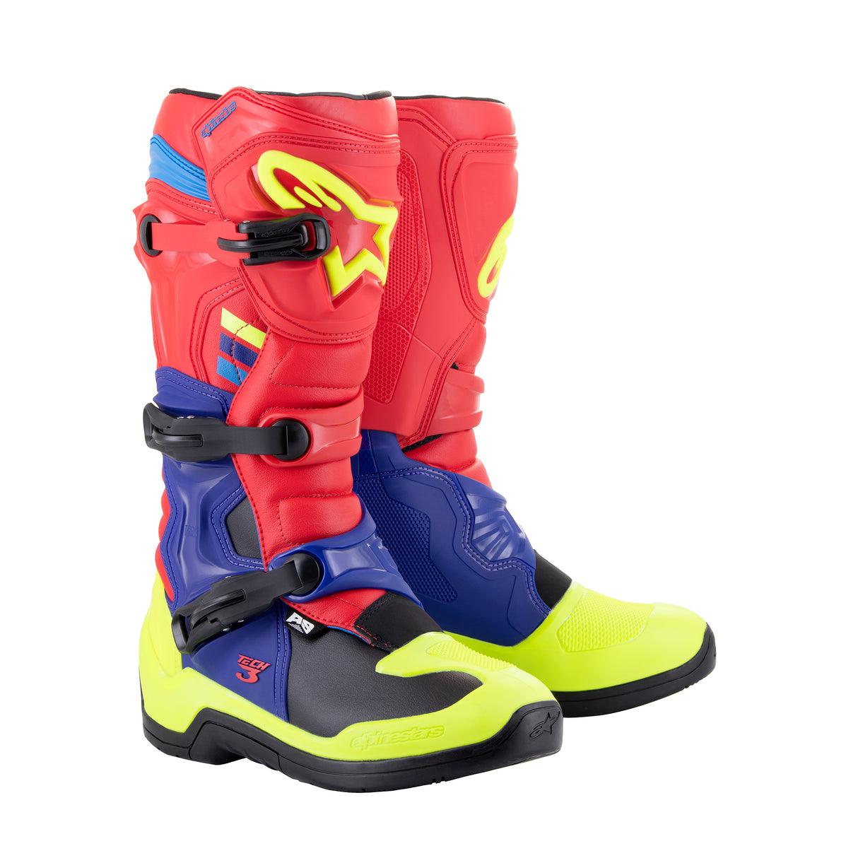 Alpinestars Tech 3 - Bright Red Dark Blue Yellow Fl